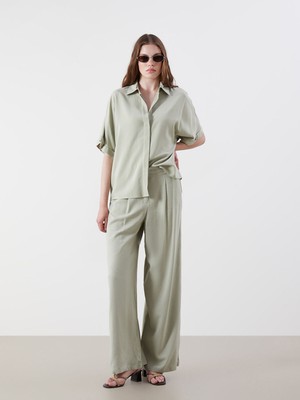 Lc Waikiki Yeni Sezon Geniş Paça Keten Karışımlı Kadın Pantolon