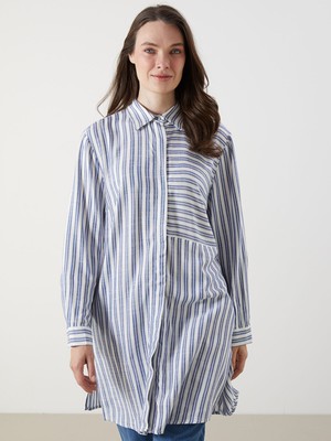 Lc Waikiki Yeni Sezon Çizgili Kadın Gömlek Tunik