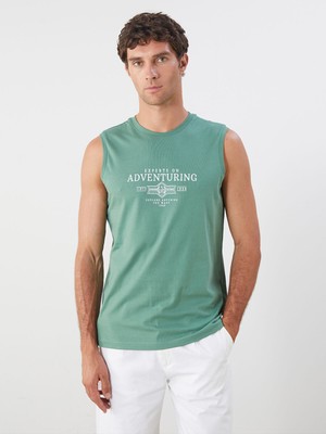 Lc Waikiki Yeni Sezon Bisiklet Yaka Baskılı Erkek Kolsuz Tişört