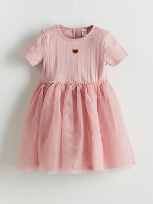 Lc Waikiki Yeni Sezon Nakışlı Penye Tüllü Kız Çocuk Elbise