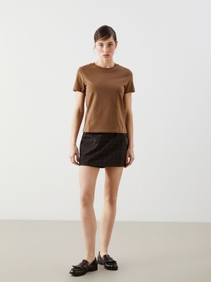 Lc Waikiki Yeni Sezon Beli Fermuarlı Ekose Kadın Şort Etek