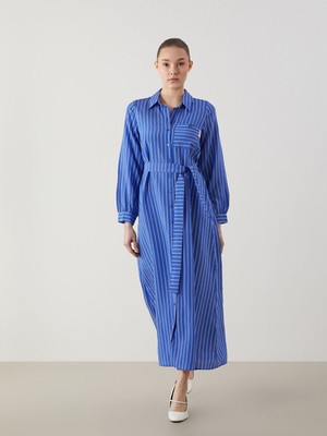 Lc Waikiki Yeni Sezon Çizgili Poplin Kadın Gömlek Elbise