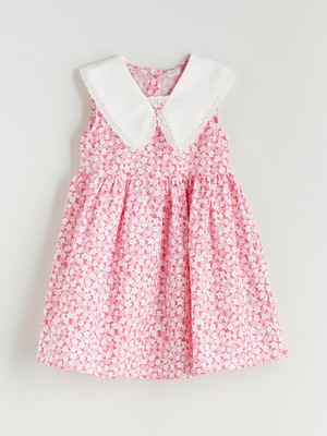 Lc Waikiki Yeni Sezon Bebe Yaka Çiçekli Kız Çocuk Elbise