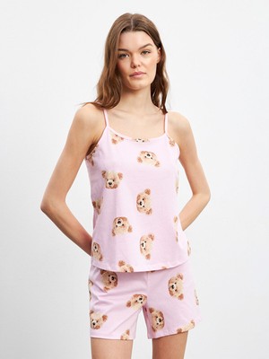 Lc Waikiki Yeni Sezon Ayı Teddy Baskılı Kadın Şortlu Pijama Takımı