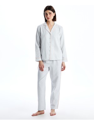 Lc Waikiki Yeni Sezon Gömlek Yaka Çizgili Kadın Pijama Takımı
