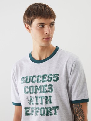 Lc Waikiki Yeni Sezon Bisiklet Yaka Baskılı Penye Erkek Tişört