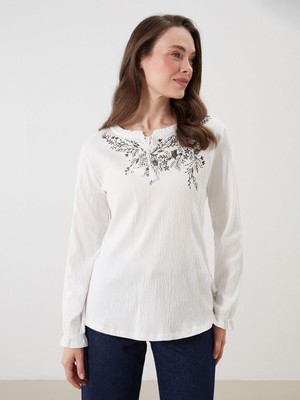 Lc Waikiki Yeni Sezon Bağlamalı Yaka Çiçekli Bluz