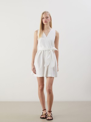 Lc Waikiki Yeni Sezon Kruvaze Yaka Poplin Mini Elbise