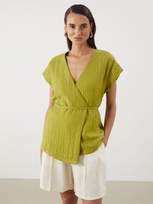 Lc Waikiki Yeni Sezon Kruvaze Yaka Dokulu Kadın Klasik Yelek