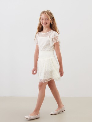 Lc Waikiki Yeni Sezon Beli Lastikli Fırfırlı Kız Çocuk Tül Etek