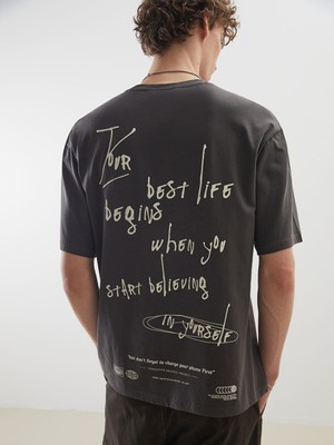 Lc Waikiki Yeni Sezon Bisiklet Yaka Baskılı Penye Erkek Tişört