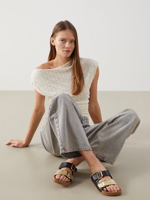 Lc Waikiki Yeni Sezon Çift Bantlı Kadın Terlik