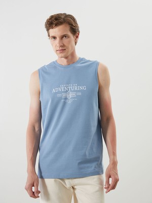 Lc Waikiki Yeni Sezon Bisiklet Yaka Baskılı Erkek Kolsuz Tişört