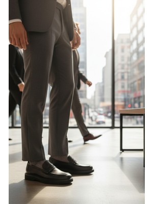 Enoch Hakiki Deri Siyah Klasik Maskaretli Bağcıksız Erkek Loafer