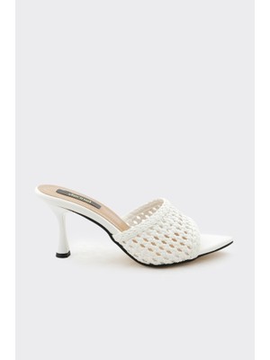 Derinet Örgü Desenli Topuklu Kadın Terlik