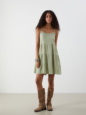 Lc Waikiki Yeni Sezon U Yaka Dokulu Mini Elbise