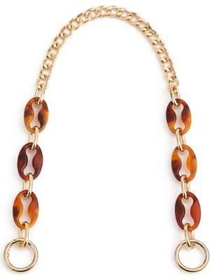 Nildenhobim Kehribar Akrilik Detaylı Altın Renk Aksesuarlı El ve Omuz Çanta Askısı 53 cm – Zincir Çanta Sapı