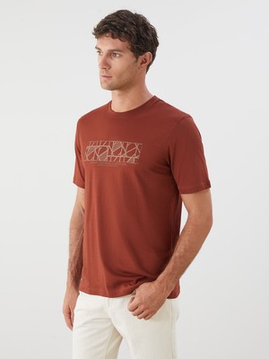 Lc Waikiki Yeni Sezon Bisiklet Yaka Baskılı Penye Erkek Tişört