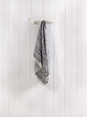 Denizli Concept Cicim Kilim Peştemal %100 Pamuk Siyah 90x170 cm Yumuşak ve Su Emici