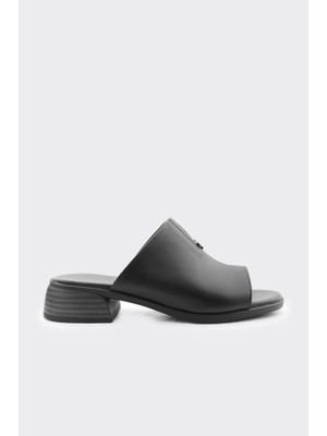 Derinet Hakiki Deri Kısa Topuklu Kadın Terlik