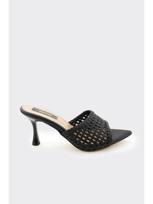 Derinet Örgü Desenli Topuklu Kadın Terlik