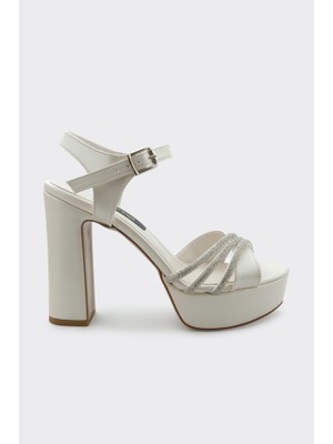 Derinet Bilekten Bantlı Platformlu Kadın Abiye Ayakkabı