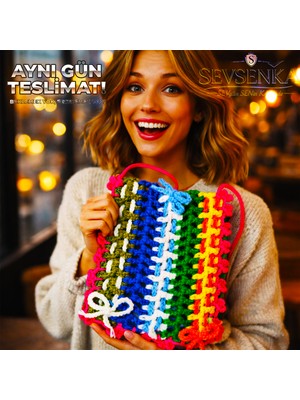 Sevsenka Atelier Özel Hediye Paketiyle ve Notuyla - 14 Şubat Sevgililer Günü Özel Koleksiyonu - "spectrum Of Love" Çok Renkli Lüks Tasarım Omuz Çantası