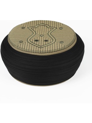 Sarıkhane Namaz Sarığı - Siyah Kumaş - Yeşil Takke - Yuvarlak Sarım - Nâli Şerif - 5 Metre