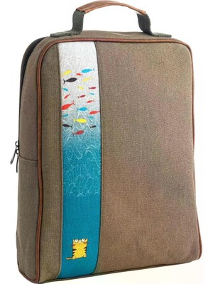 Pisikopat Modern Minimal Tasarımlı Kedi Desenli Sanatsal Panelli Canvas Laptop & Sırt Çantası