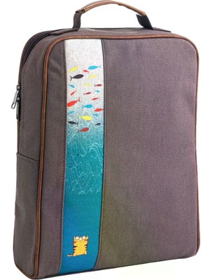 Pisikopat Modern Minimal Tasarımlı Kedi Desenli Sanatsal Panelli Canvas Laptop & Sırt Çantası