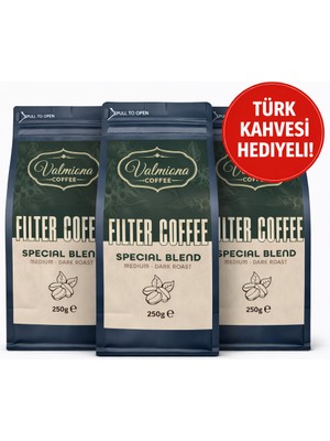 Valmiona Öğütülmüş Filtre Kahve 3X250G – Medium Dark Roast Special Blend Avantajlı Set