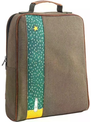 Pisikopat Modern Minimal Tasarımlı Kutup Ayısı Desenli Sanatsal Panelli Canvas Laptop & Sırt Çantası