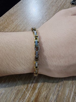 Cadde Dükkanı Premium Erkek Bileklik Çelik Gold Silver MODEL10