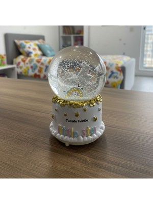 By Nevser Pilli Işıklı Müzikli Kar Küresi–pony At Figürlü Eğlenceli Masaüstü Biblo, LED Aydınlatmalı Dekoratif Hediyelik Kar Küresi