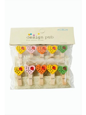Lowell Home Ieg 10 Adet Uğur Böceği Renkli Kalp Süs Mandal LWLBJT-RSIEG327