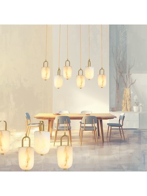 Lampaluce Giulia Modern Tasarım Salon Avizesi Yemek Masası Üzeri Sarkıt 6\'lı