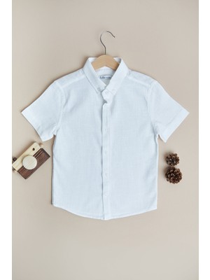 FullaModa Flamlı Keten Görünümlü Erkek Çocuk Gömlek