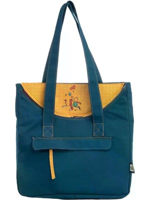 Pisikopat Küçük Prens Desenli Sanatsal Kanvas Omuz Çantası