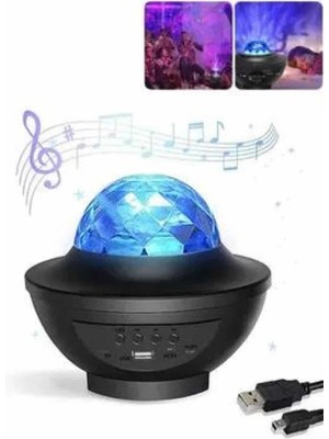 Herşeytrend Masa ve Gece Lambası Renkli Projektör Işıklı Disko Topu Bluetooth Hoparlör