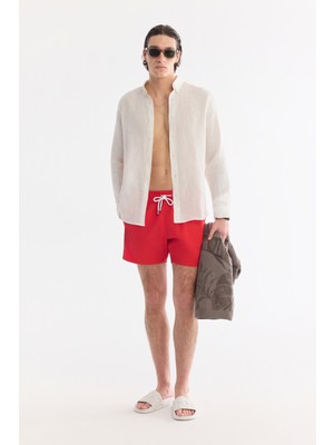 AVVA Erkek Kırmızı Basic Relaxed Fit Deniz Şortu A61Y3800