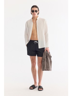 AVVA Erkek Siyah Basic Relaxed Fit Deniz Şortu A61Y3800