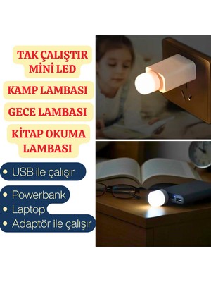 Hakan Living 4 Lü Mini USB LED Okuma, Gece, Koridor Aydınlatması Taşınabilir