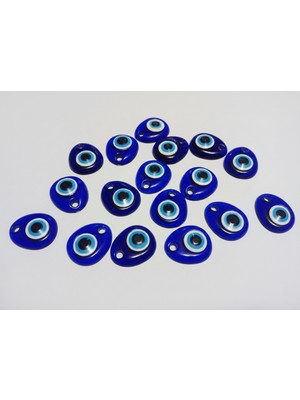 Seçilir 17 Adet Nazar Boncuğu Seti Makrome Için - 4x3 cm Akrilik Cam Görünümlü - El Işi Hobi Malzemesi