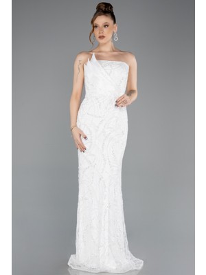 Abiyefon Straplez Boncuk Işlemeli Uzun Kuyruklu Abiye ABU5511