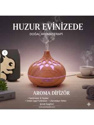 Ankaverse Aroma Difüzör Gece Işığı 7 LED Desenli Nemlendirici Kumandalı Buhar Makinesi 550 ml