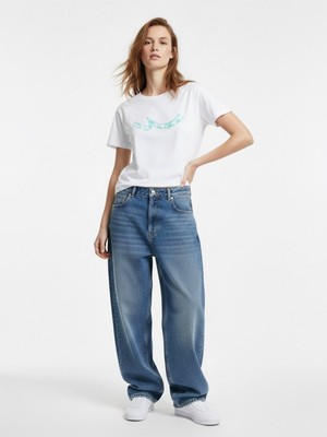 LTB Kısa Kollu Bisiklet Yaka Sign Baskılı Beyaz T-Shırt