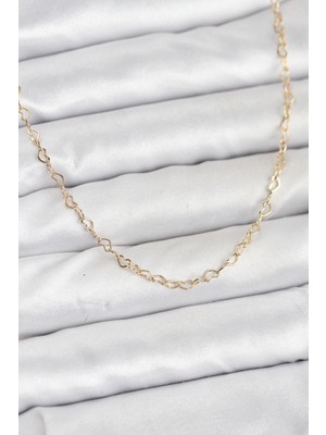 Butik Mey Ithalat® cm 14K Gold Renk Kalp Zincirli Kadın Kolye