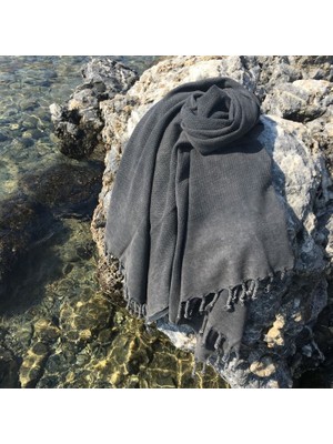 Denizli Concept Taşlanmış Peştemal Antrasit 95x170 cm Yumuşak Pamuklu