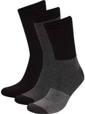 DeFacto Erkek Çizgili Dikişsiz 3lü Bambu Uzun ÇORAP C6681AXNS