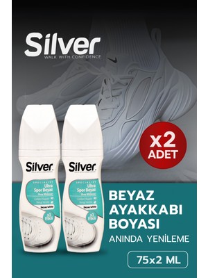 Silver X3 Etkili Güçlendirilmiş Ultra Beyaz Spor Bez Ve Kumaş Likit Ayakkabı Boyası 75 ml 2 Adet